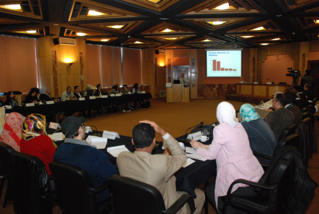 The participants at a presentation during the workshop
